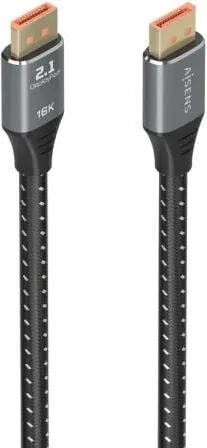 Cable DisplayPort 2.1 16K Aisens A158-0901/ DisplayPort Macho - DisplayPort Macho/ 80Gbps/ 1m/ Negro