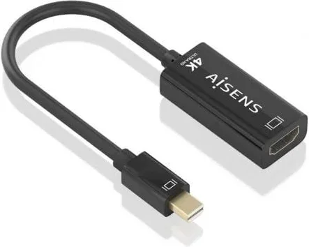 Conversor Aisens A125-0904/ Mini DisplayPort Macho - HDMI Hembra/ 15cm/ Negro