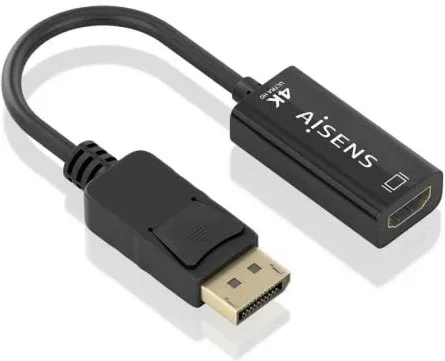 Conversor Aisens A125-0905/ DisplayPort Macho - HDMI Hembra/ 15cm/ Negro