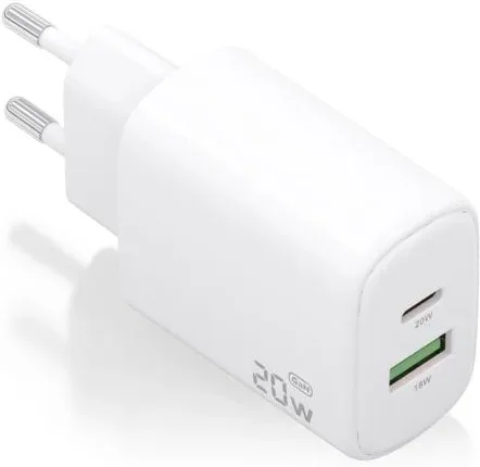 Cargador de Pared GaN Aisens A110-0909/ 1xUSB Tipo-C/ 1xUSB/ 20W/ Blanco