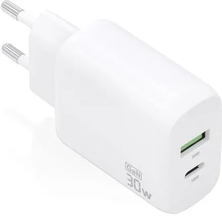 Cargador de Pared GaN Aisens A110-0923/ 1xUSB Tipo-C/ 1xUSB/ 30W/ Blanco