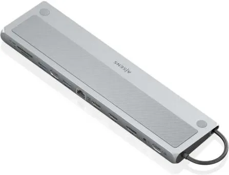 Docking USB Tipo-C Aisens ASUC-12P020-GR/ 2xHDMI 4K/ 3xUSB/ 1xUSB Tipo-C/ 1xRJ45/ 1xDisplayPort/ 1xLector Tarjetas/ 1xUSB Tipo-C PD/ Gris