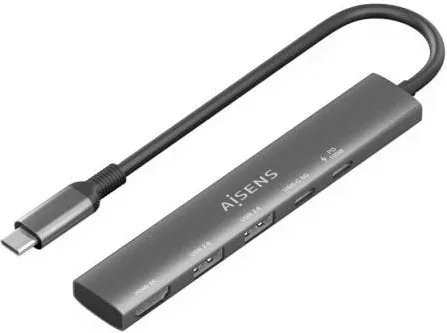 Docking USB Tipo-C Aisens ASUC-5P022-GR/ 1xHDMI 4K/ 2xUSB/ 1xUSB Tipo-C/ 1xUSB Tipo-C PD/ Gris