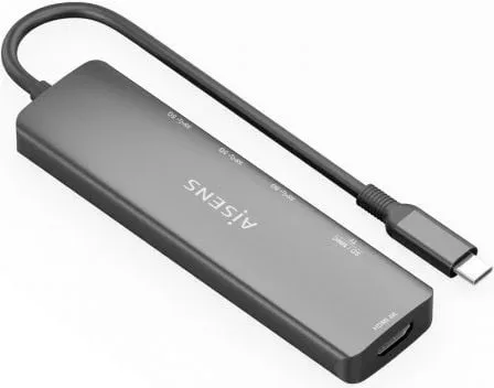 USB-C Dock Aisens 6 en 1 USB-C a 1Xhdmi 3Xusb-A 1Xsd 1Xmicro SD 15Cm