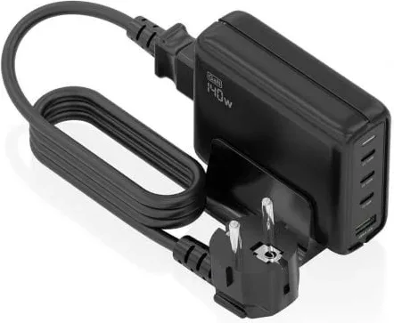 Cargador Sobremesa GaN Aisens ASCH-140W4P056-BK/ 3xUSB Tipo-C/ 1xUSB/ 140W