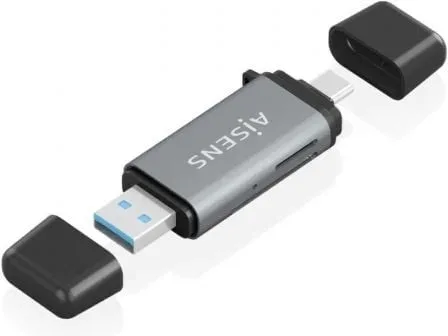 Lector Tarjetas Aisens SD Micro SD Mmc Rs-Mmc Mmc Micro Usba Usbc Gris