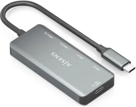 Hub USB Tipo-C Aisens A109-0946/ 2xUSB/ 2xUSB Tipo-C/ 1xUSB Tipo-C PD/ Gris