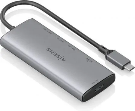 Docking USB Tipo-C Aisens ASUC-6P029-GR/ 1xHDMI 4K/ 1xUSB/ 2xUSB Tipo-C/ 1xLector de Tarjetas/ Gris