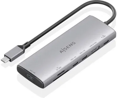 Docking USB Tipo-C Aisens ASUC-7P031-GR/ 1xHDMI 4K/ 1xUSB/ 2xUSB Tipo-C/ 1xLector Tarjetas/ 1xUSB Tipo-C PD/ Gris