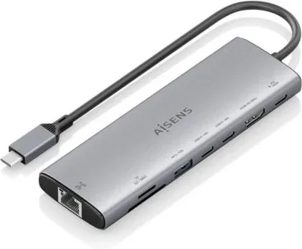 Docking USB Tipo-C Aisens ASUC-8P033-GR/ 1xHDMI 4K/ 1xUSB/ 2xUSB Tipo-C/ 1xRJ45/ 1xLector Tarjetas/ 1xUSB Tipo-C PD/ Gris
