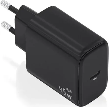 Cargador de Pared GaN Aisens A110-0970/ 1xUSB Tipo-C/ 45W/ Negro