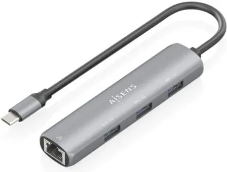 Dock Aisens USB-C a Ethernet Gigabit Hub 3Xusb-A Gris 15Cm