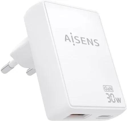 Cargador de Pared GaN 1xUSB Tipo-C 1xUSB 30W Blanco