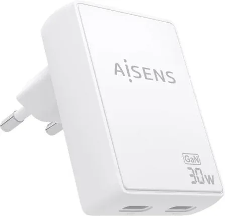Cargador de Pared GaN 2xUSB Tipo-C 30W Blanco