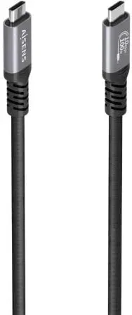 Cable USB 3.2 Tipo-C Aisens A107-0989/ USB Tipo-C Macho - USB Tipo-C Macho/ Hasta 100W/ 10Gbps/ 4m/ Negro