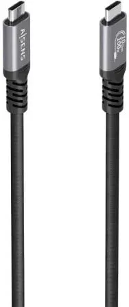 Cable USB 3.2 Tipo-C Aisens A107-0990/ USB Tipo-C Macho - USB Tipo-C Macho/ Hasta 100W/ 10Gbps/ 5m/ Negro