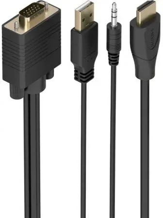 Cable Conversor Aisens A122-1015 SVGA Macho - USB Macho - Jack Macho/ HDMI Macho/ 2m/ Negro