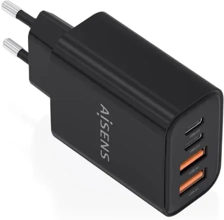 Cargador de Pared GaN Aisens A110-1028/ 2xUSB Tipo-C/ 2xUSB/ 32W/ Negro