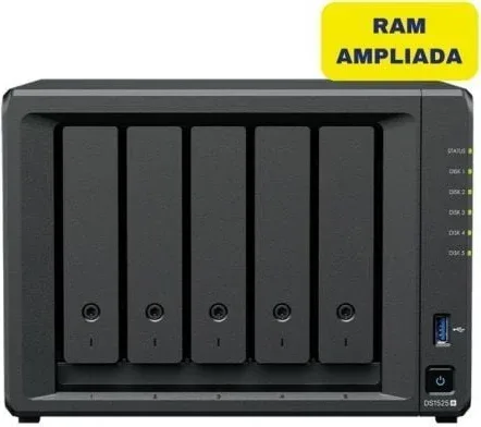 NAS Synology Diskstation DS1525+/ 5 Bahías 3.5"- 2.5"/ 16GB DDR4/ Formato Torre