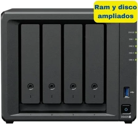 NAS Synology Diskstation DS425+/ 4 Bahías 3.5"- 2.5"/ 6GB DDR4/ 16TB/ Formato Torre