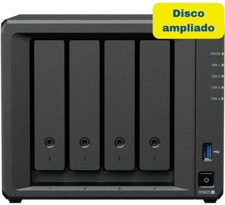 NAS Synology Diskstation DS925+/ 4 Bahías 3.5"- 2.5"/ 4GB DDR4/ 16TB/ Formato Torre