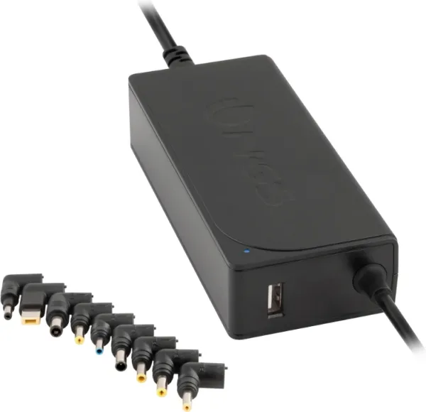 Cargador de Portátil NGS W-70W/ 1xUSB/ 70W/ Automático/ 9 Conectores/ Voltaje 18.5-20V