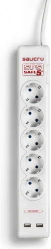 Regleta salicru sps safe 5+ -  5 tomas schuko -  2 USB