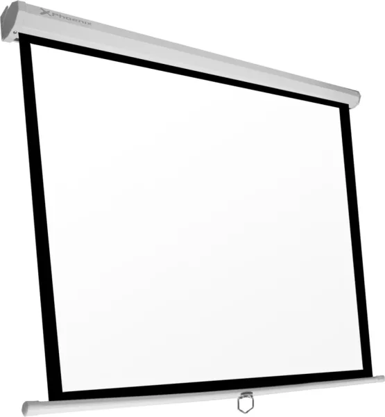 Pantalla manual videoproyector pared y techo phoenix 80´´ 1.4m x 1.4m ratio 1:1 - 16:9 - 4:3 posicion ajustable  - carcasa blanca - tela super resistente