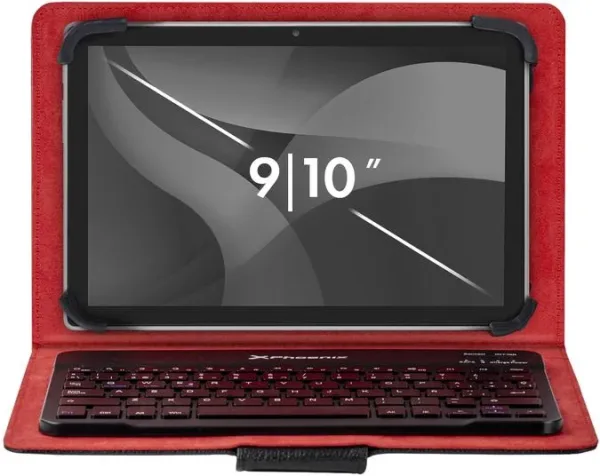Funda universal phoenix para tablet hasta 10 pulgadas universal teclado Bluetooth roja