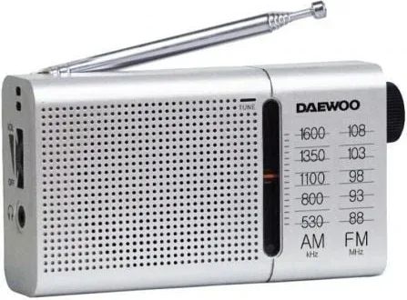 Radio Portátil Daewoo DW1037/ a Pilas/ Plateada