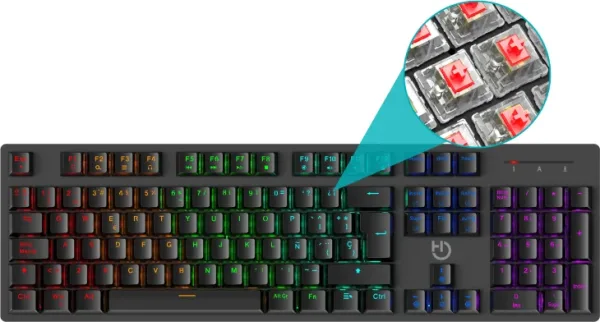 Teclado Gaming Hiditec Gk400 USB Retroiluminado Mecanico Negro
