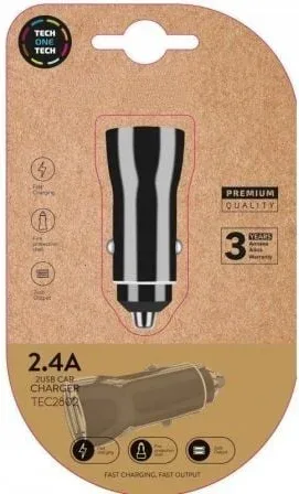 Cargador de Coche Tech One Tech TEC2802/ 2xUSB/ 12W