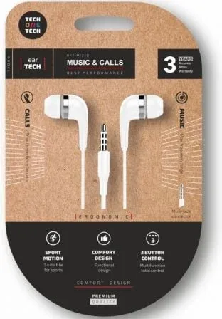 Auriculares Intrauditivos Tech One Tech soft earTECH TEC1004/ con Micrófono/ Jack 3.5/ Blancos