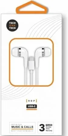 Auriculares Intrauditivos Tech One Tech earTECH TEC1304/ con Micrófono/ USB Tipo-C/ Blancos
