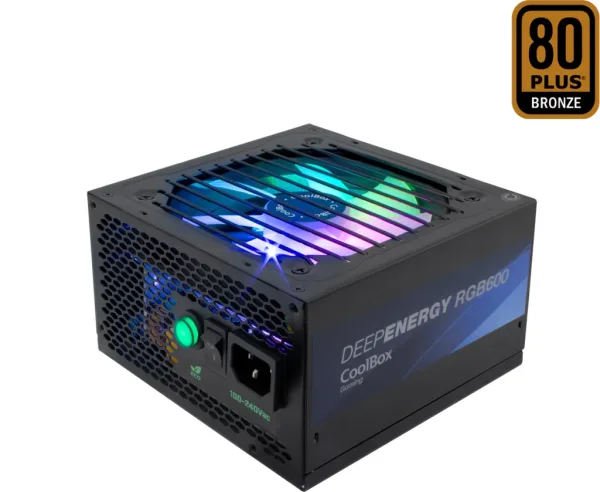Fuente de alimentacion coolbox deep energy rgb600 - 600w 80+ bronze gaming RGB