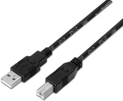Cable USB 2.0 Impresora Aisens A101-0007/ USB Tipo-B Macho - USB Macho/ 3m/ Negro