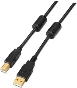 Cable USB 2.0 Impresora Aisens A101-0010/ USB Tipo-B Macho - USB Macho/ 3m/ Negro