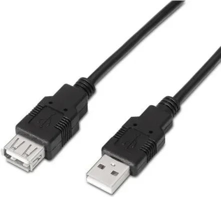 Cable Alargador USB 2.0 Aisens A101-0016/ USB Macho - USB Hembra/ Hasta 2.5W/ 60Mbps/ 1.8m/ Negro