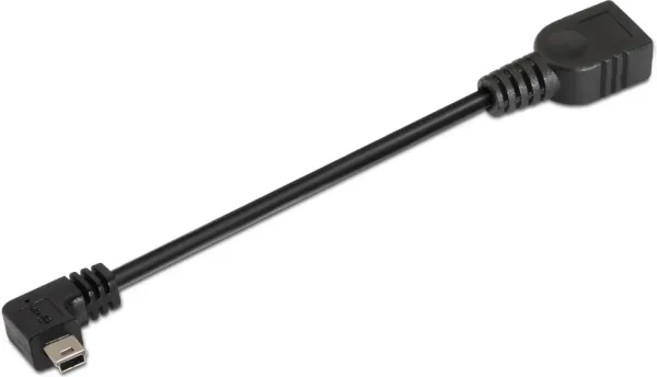 Cable Aisens USB 2.0 Otg Acodado Tipo Mini B/M-A/H Negro 15Cm