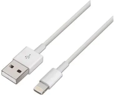 Cable USB 2.0 Lightning Aisens A102-0036/ USB Macho - Lightning Macho/ 2m/ Blanco