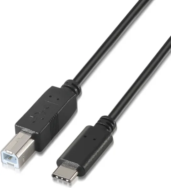 Cable Aisens USB 2.0 Impresora 3A Tipo USB-C M-B/M Negro 1.0M