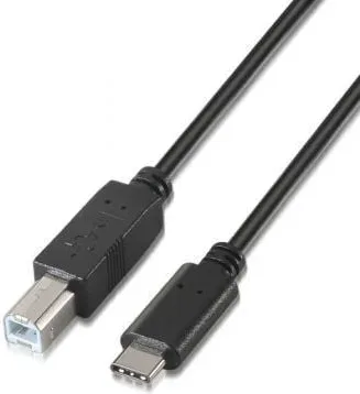 Cable USB 2.0  Impresora Aisens A107-0054/ USB Tipo-C Macho - USB Tipo-B Macho/ 480Mbps/ 2m/ Negro