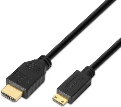 Cable HDMI Aisens A119-0114/ HDMI Macho - Mini HDMI Macho/ Hasta 10W/ 720Mbps/ 1.8m/ Negro