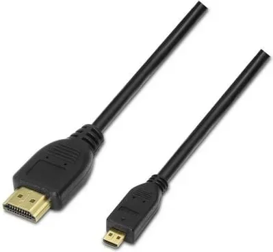 Cable Micro HDMI Aisens A119-0116/ HDMI Macho - Micro HDMI Macho/ Hasta 10W/ 720Mbps/ 80cm/ Negro
