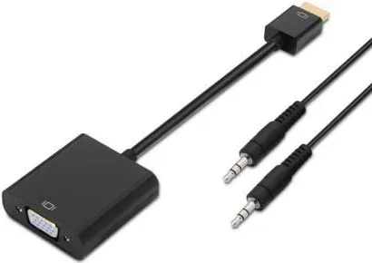 Conversor Aisens A122-0126/ HDMI Macho - VGA Hembra/ Jack 3.5 Hembra/ 10cm/ Negro