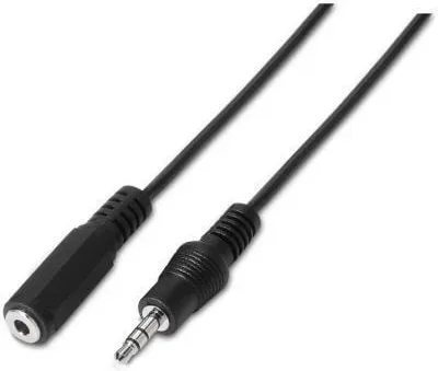 Cable Estéreo Aisens A128-0145/ Jack 3.5 Macho - Jack 3.5 Hembra/ Hasta 0.1W/ 1.5m/ Negro