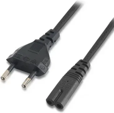 Cable Alimentación Forma 8 Aisens A132-0173/ CEE7/16 Macho - C7 Hembra/ Hasta 1500W/ 1.5m/ Negro