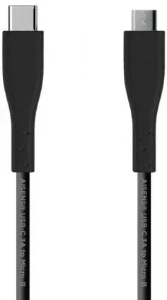 Cable USB 2.0 Aisens A107-0349/ USB Tipo-C Macho - MicroUSB Macho/ 480Mbps/ 1m/ Negro