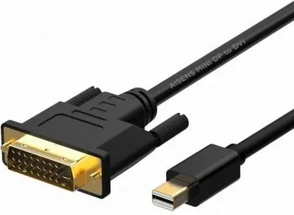 Cable Conversor Mini DisplayPort Aisens A125-0363/ Mini DisplayPort Macho - DVI Macho/ 2m/ Negro
