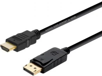 Cable Conversor Aisens A125-0364/ DisplayPort Macho - HDMI Macho/ Hasta 5W/ 2300Mbps/ 2m/ Negro